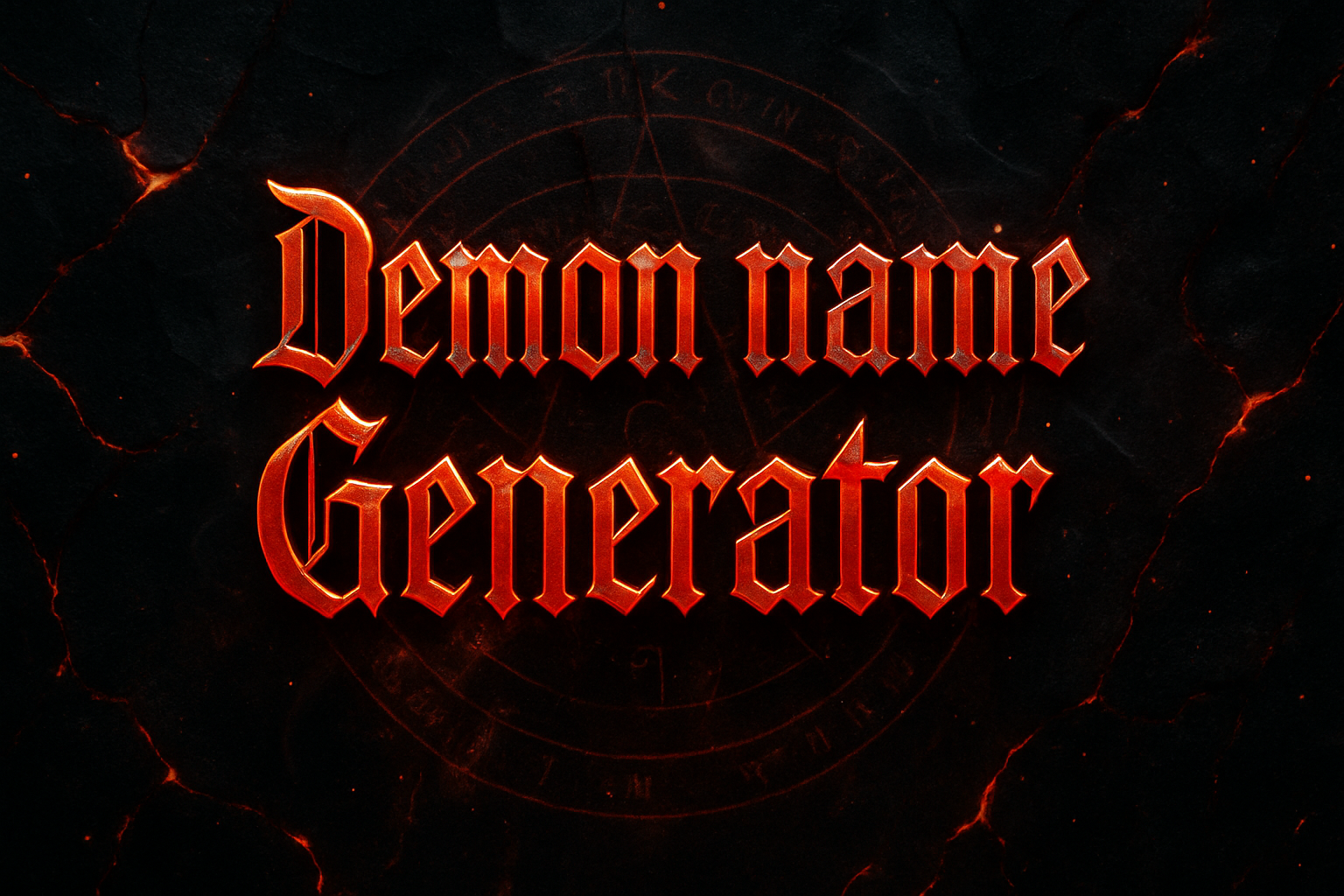 Use our Demon Name Generator to instantly create unique, dark, and powerful demon names. Perfect for writers, gamers, and fantasy creators looking for sinister name ideas.