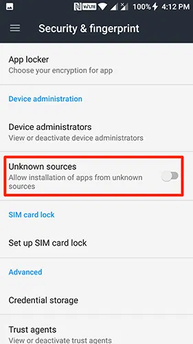unknown sources enable